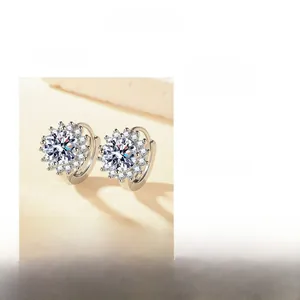 Macro shot of silver sun flower earrings with dimensions 13.0mm height and 11.0mm width