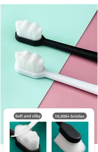Close-up of wavy head design with 10000+ extra soft bristles on nano toothbrush
