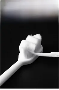 Macro shot of ultra-soft micro-nano toothbrush bristles with high density for gum care