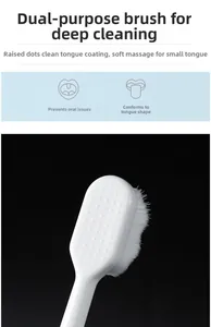 Macro detail of ultra-soft toothbrush bristles and specialized tongue cleaning dots