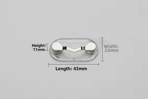Detailed view of V-shaped magnetic glasses holder with dimensions 43mm x 23mm x 11mm