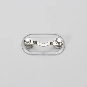 Magnetic eyeglass holder with silver wave design and sparkling dual rhinestones