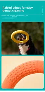 Detail of durable TPR dog pull ring with textured nubs for cleaning teeth and dental care