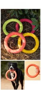 Durable TPR bite-resistant pull rings for dog training in four vibrant colors