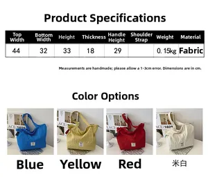 Detailed size chart and multi-color nylon drawstring shoulder bag specifications