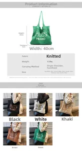 Maattabel en afmetingen voor de grote gebreide shopper met Paris Milano belettering