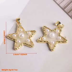 Detailed view of 18K gold plated star charm with pearls and dimension measurement
