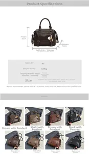 Maattabel voor Boston tas van PU-leer met afmetingen 20cm hoogte en 29cm breedte