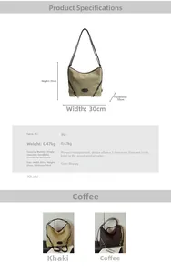 Detailed size specifications and weight info for the multifunctional PU leather tote bag