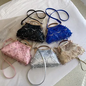 Pochettes de soirée chic avec paillettes à franges en cinq coloris pour femmes