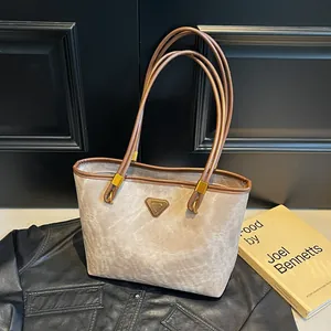 Large Capacity Women Tote Bag Minimalist Faux Leather Patchwork Shoulder Bag For Work Travel Daily Commute Casual Handbag