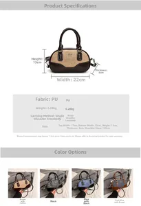 Detailed dimension chart and material specs for the retro mini bowling crossbody bag