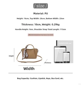 Size guide for PU leather bucket bag with dimensions, weight and capacity details