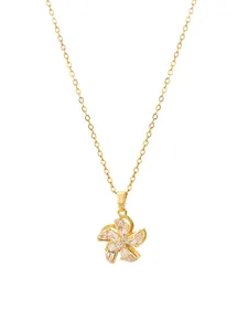 Detailansicht der drehbaren goldenen Blumenkette mit funkelnden Zirkonia-Blüten