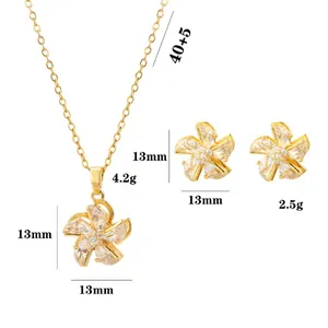 Goldenes Windrad-Schmuckset mit Halskette und Ohrringen, verziert mit Zirkonia-Kristallen