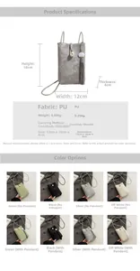 Détails des dimensions et options de couleurs du mini sac bandoulière perlé en PU