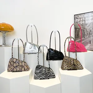 Sacs portés épaule tendance aux motifs zèbre, serpent et crocodile avec un nœud élégant