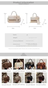 Detailed size comparison guide for vintage contrast color small square bags in PU leather