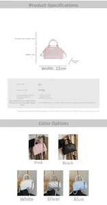 Detailed size guide for the quilted Boston bag with dimensions and fabric specifications