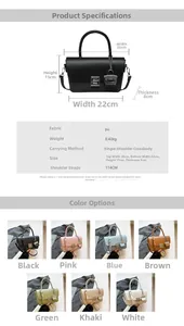 Detailed size specifications for the vintage PU leather shoulder bag with metallic buckle
