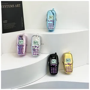 Borse a tracolla creative a forma di telefono in cinque colori metallici retrò