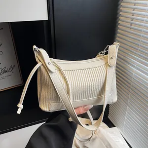 Women Vintage Pleated PU Leather Underarm Bag Minimalist Small Shoulder Crossbody Bag Adjustable Strap Fashion Handbag
