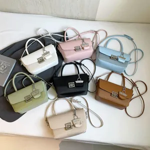 Retro shoulder bags in 7 colors featuring faux leather and woven texture with metal buckle