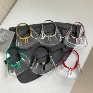 Collection de sacs croissants transparents avec bordures métalliques en six couleurs