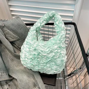 Süße Plissee Rüschen Handtasche Für Damen Elegante Satin Cloud Tote Bag Modische Geraffte Abendtasche Unterarmtasche