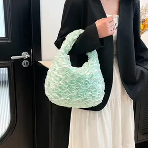 Minzgrüne Handtasche mit Wellenfalten und Spitze für Damen Sommer Mode Accessoires