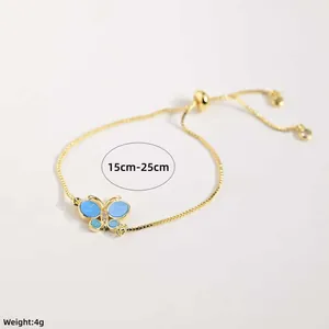 Détail du bracelet papillon ajustable avec dimensions de 15-25 cm et un poids léger de 4 g