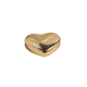 Polished 18K gold-plated heart-shaped spacer bead for DIY necklace jewelry making