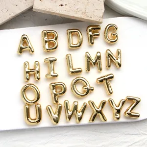 Polished golden balloon style A-Z alphabet charms for DIY jewelry and necklaces