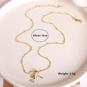 18K gold plated bubble letter A necklace with 45cm plus 5cm adjustable bead chain