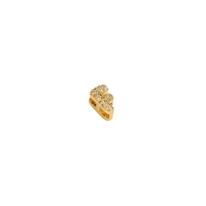 Pendentif lettre F 3D plaqué or 18k serti de zircons cubiques scintillants