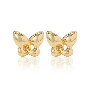 Orecchini a perno a farfalla placcati oro 18K con finitura a specchio lucidata