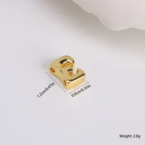 Goldener Ballon-Buchstabe E Anhänger für DIY-Schmuck mit Größen- und Gewichtsangaben