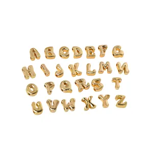 DIY 18k gold plated 26 uppercase alphabet metal beads for necklace bracelet jewelry making