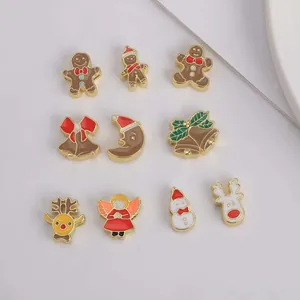 Weihnachts-Emaille-Anhänger-Set mit Lebkuchenmännern Rentieren und Schneemann für DIY Schmuck