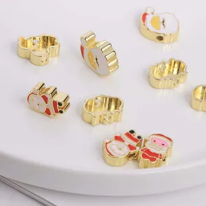 Weihnachtsmann Emaille Metallperlen für DIY Armbänder und festlichen Schmuckherstellung