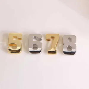 3D 18K gold plated copper numbers 5-8 beads for DIY luxury bracelets and necklaces