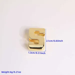 Detailed size specifications for vintage 18K gold plated letter S pendant accessory