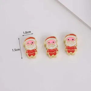 Drei süße Weihnachtsmann Emaille Anhänger für DIY Schmuck 1x1,5cm bunte Metallanhänger