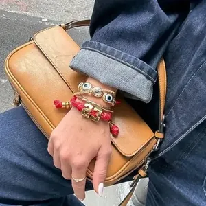 3D 18K gold plated bangle set with evil eye charm and red rope number 23 bracelet