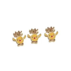 Dreiteilige Weihnachts-Rentier-Anhänger mit bunter Emaille-Veredelung für DIY-Schmuck