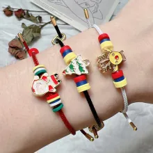 DIY Weihnachtsmann Emaille Anhänger 18K Vergoldet Kupfer Anhänger Für Armband Halskette Herstellung Weihnachten Schmuck Geschenk