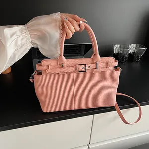 Women's Fashion Pleated PU Leather Shoulder Bag Casual Solid Color Tote Handbag With Adjustable Strap Crossbody Purse