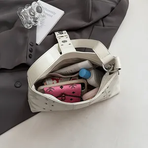 Borsa sottobraccio bianca crema minimalista con grande capacità per oggetti quotidiani