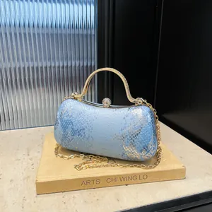 Luxury Women Evening Clutch Bag Snake Pattern PU Leather Gold Metal Handle Chain Crossbody Bag For Wedding Party Banquet