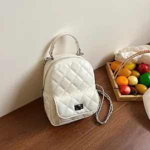 Sac à Dos Mini Matelassé à Losanges Mode Femme Vintage en Cuir PU Avec Chaîne Sac à Bandoulière Petit Sac à Main pour Quotidien Fête